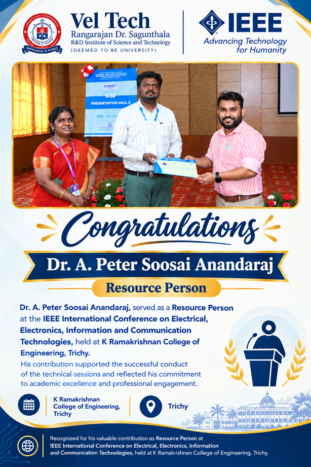 IEEE ICEEICT Resource Person - Dr. A. Peter Soosai Anandaraj