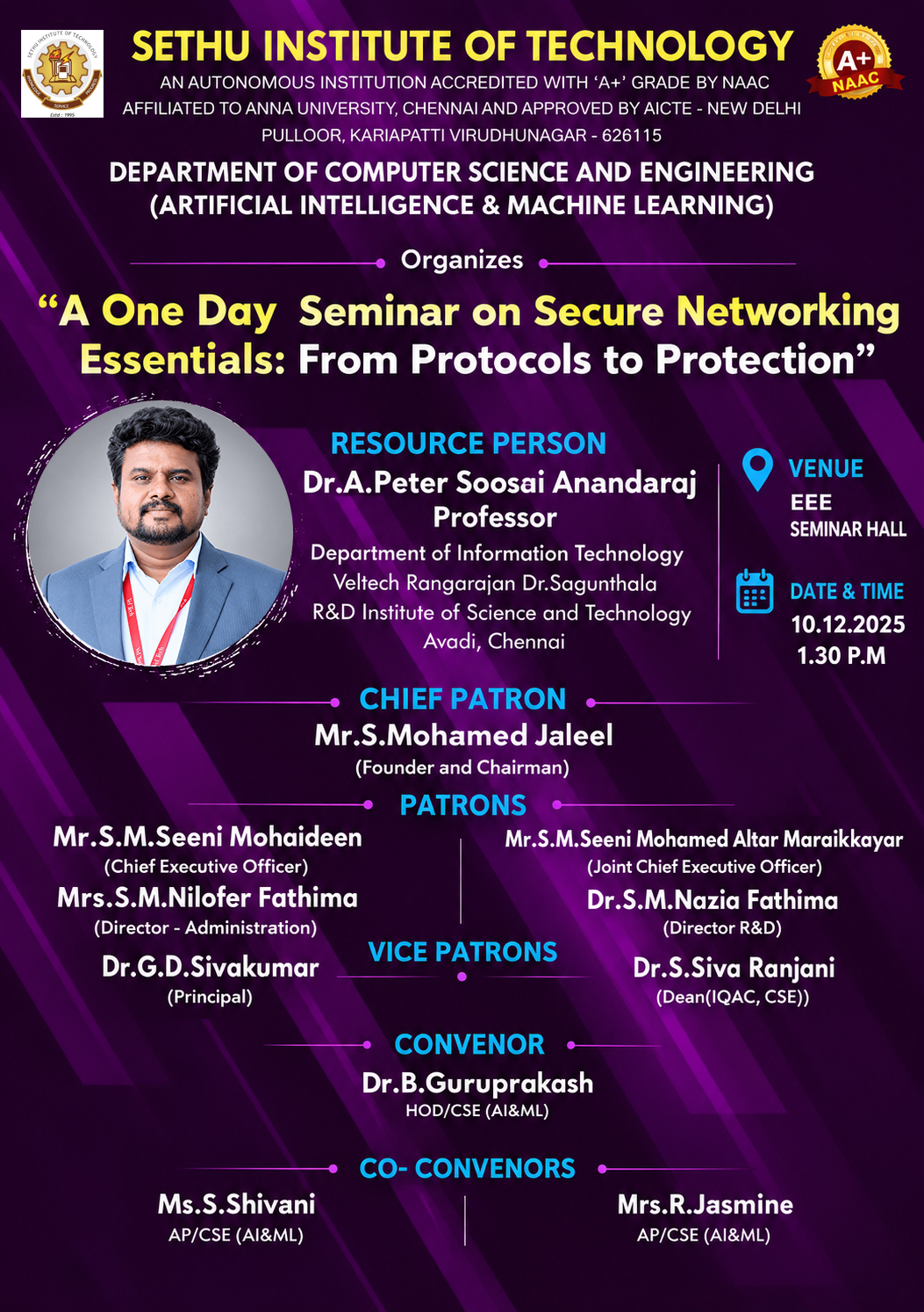 Seminar on Secure Networking Essentials - Dr. A. Peter Soosai Anandaraj